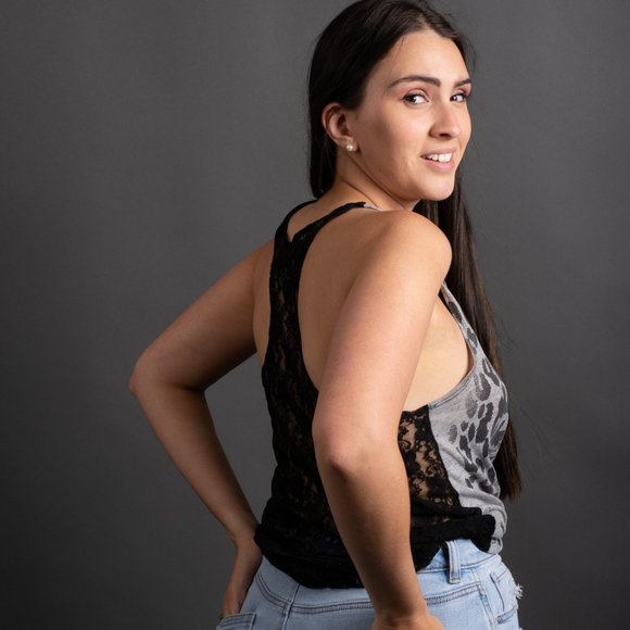 Cheetah Racer Back Tank with Lace - Picture 9 of 10